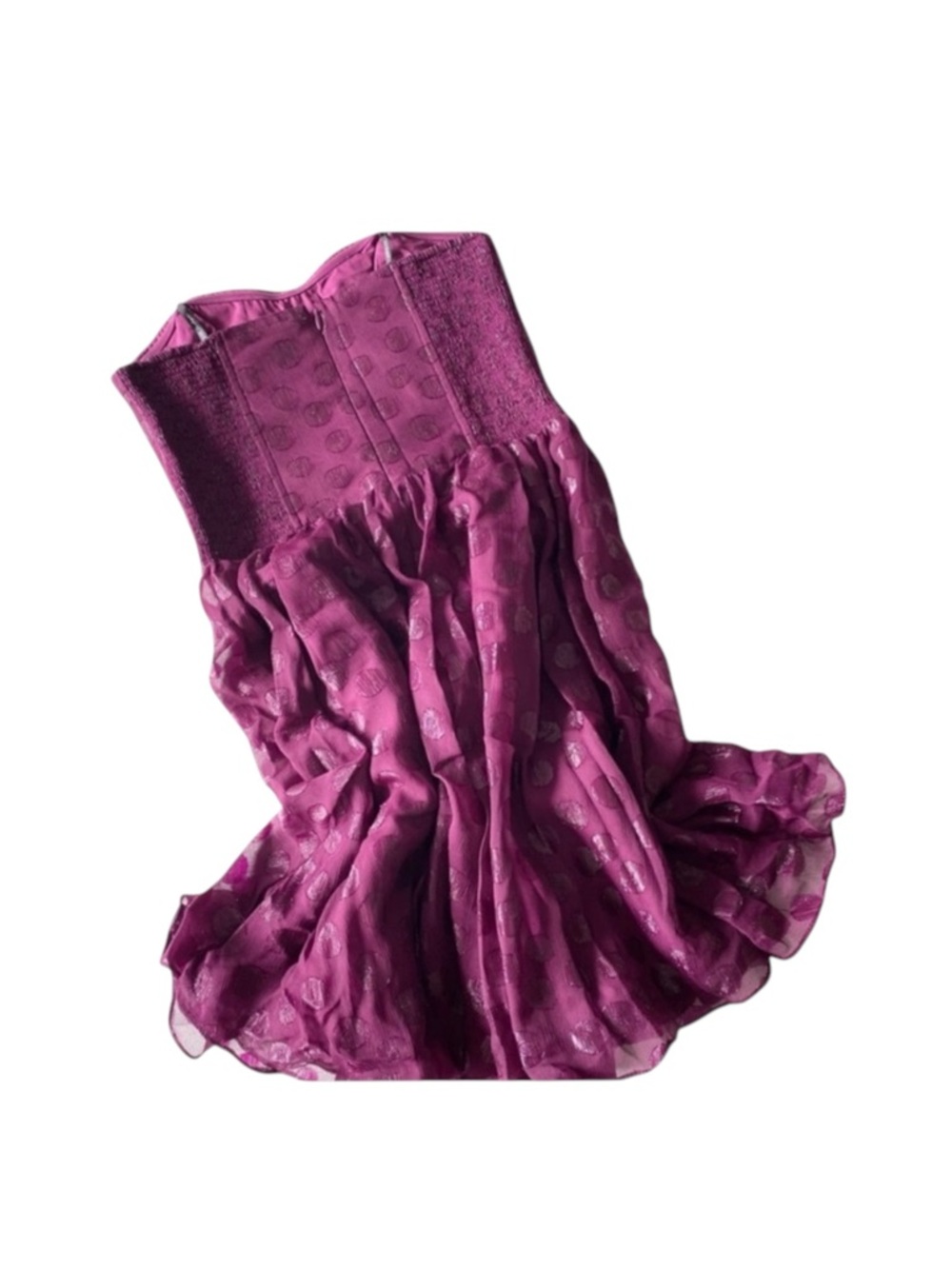 new Guess 𖦹 Chiffon Strapless Polka Dot Cocktail Dress 𖦹 Amethyst Purple 𖦹 4 - Picture 4 of 16